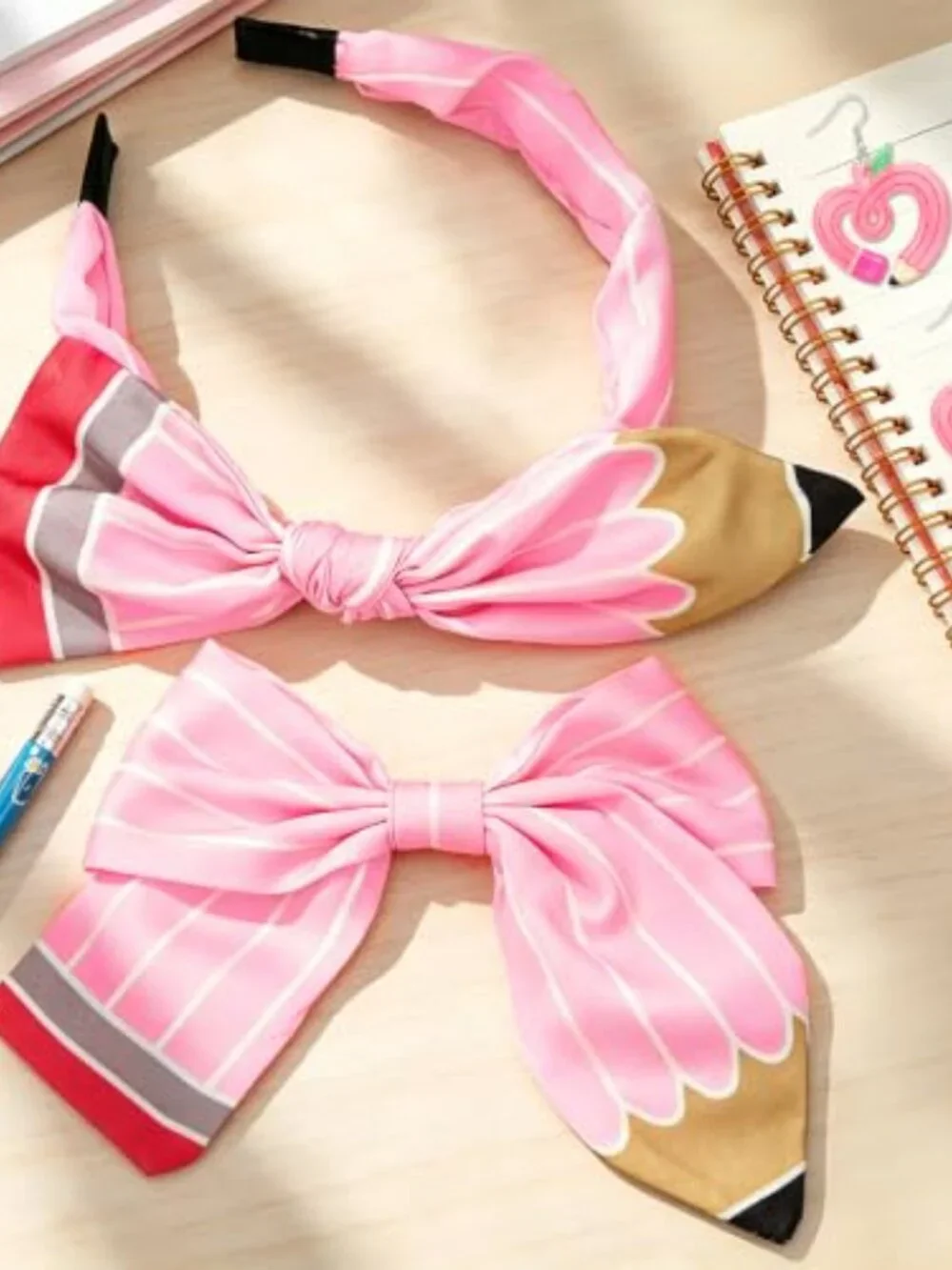 3Pcs Back to School Hair Accessories Set with Pencil Bows Headbands & Clips